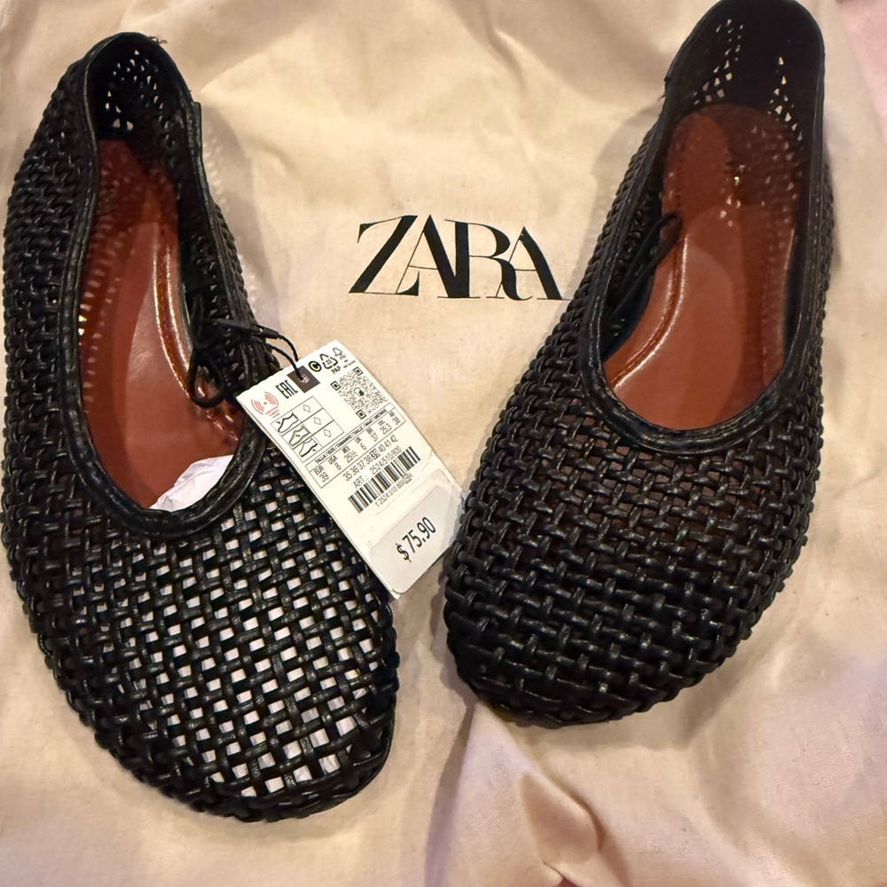 Zara woven ballet flats 39/8